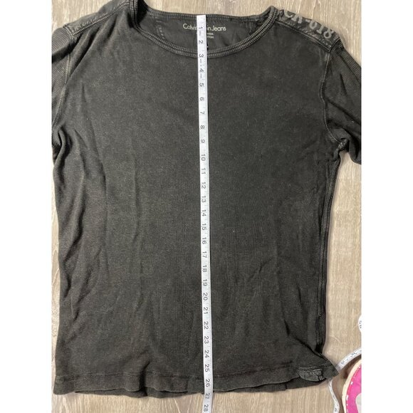 Calvin Klein Jeans Black Thermal Elbow Patch Crew Neck Pullover Shirt Sz L - Picture 9 of 10